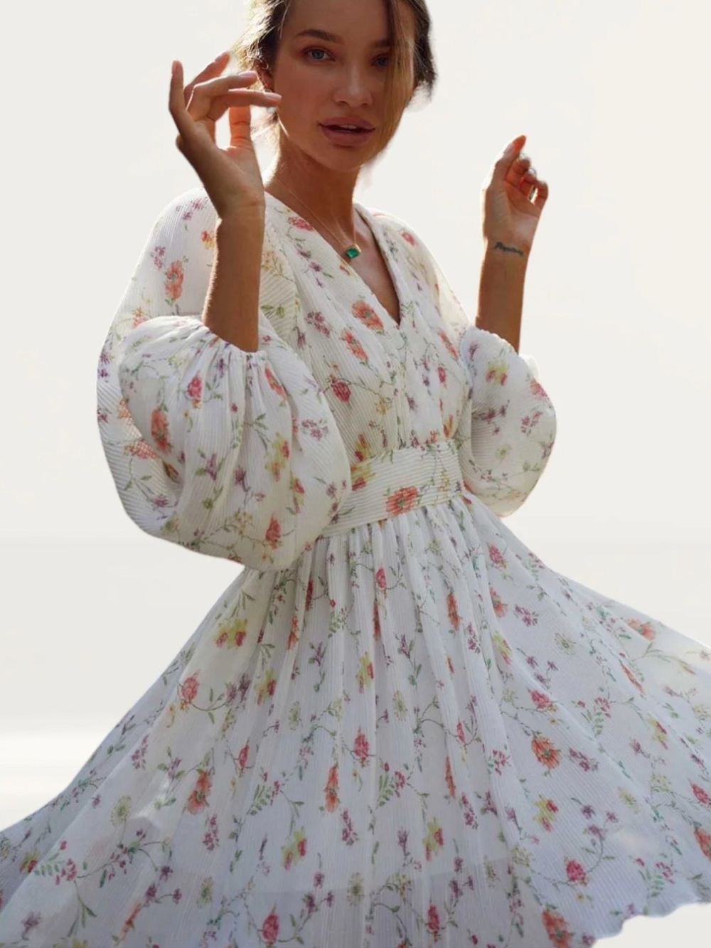 Anna Louise Boutique Women’s Lily Long Sleeve Floral Dress Size UK 6 / XS